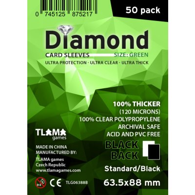 Tlama games obaly Diamond Green: Standard Black 63,5x88 mm černé – Hledejceny.cz