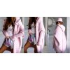 Dámský svetr a pulovr Fashionweek Dámský luxusní pletený kabát cardigan s kapucí BETI světle růžová