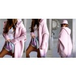 Fashionweek Dámský luxusní pletený kabát cardigan s kapucí BETI světle růžová – Zboží Mobilmania
