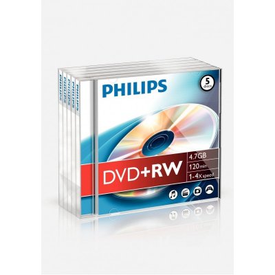 Philips DVD+RW 4,7GB, 4x, jewel, 5ks (DW4S4J05F/10)