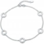 Minet Stříbrný řetízek na kotník s kroužky a bílými zirkony JMAS0182SB25 – Zboží Dáma