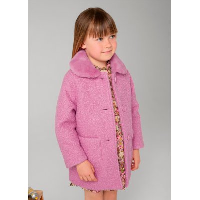 Mayoral kabát zimní s límečkem krulový sytě růžový – Zboží Dáma
