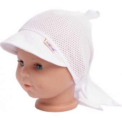 Dětský síťkovaný šátek s kšiltem na zavazování Uzlík Baby Nellys bílý – Zboží Mobilmania
