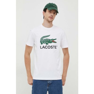 Lacoste bavlněné tričko s potiskem bílá – Zboží Mobilmania