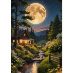 Norimpex diamantové malování 30 x 40 cm Horská chata při úplňku – Sleviste.cz