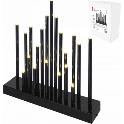 Emos 20 LED svícen černý 27,5 cm 3x AA vnitřní teplá bílá časovač DCAW04 – Sleviste.cz