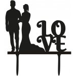 Zápich - Novomanželé s nápisem Love – motiv č. 2 Velikost: Buk: šířka 20 cm – Hledejceny.cz