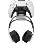 FIXED Závěsný nabíjecí dok pro ovladač DualSense PlayStation 5 s hákem pro sluchátka, černo-bílý – Zboží Živě