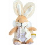 Doudou Hračka zajíček s chrastítkem a úchytem na dudlík 21 cm – Sleviste.cz