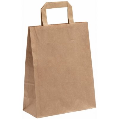 Papírová taška 220x100x280 mm hnědá / 25 kusů / ploché ucho – Zboží Živě