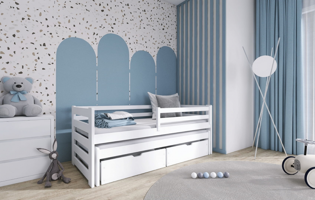 DP - Detske postele Enso s výsuvným lůžkem a úložným prostorem Barva Grafit
