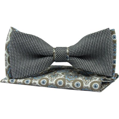 Quentino pánský s modrými detaily a ornamentálním vzorem PMKV96 černo béžový – Zboží Dáma