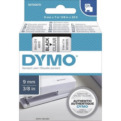 dymo 9 mm x 7 m, průhledná-černá 320415 – Zbozi.Blesk.cz