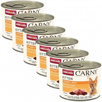 Carny Kitten drůbeží a hovězí 6 x 200 g