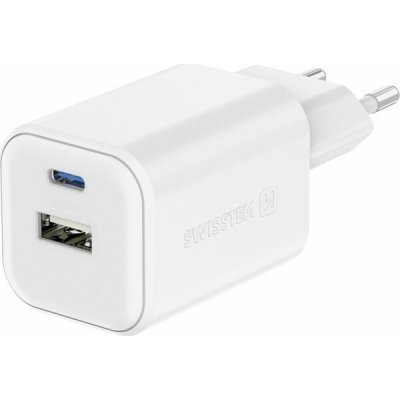 Swissten síťový adaptér GaN 1x USB-C 45W PD + 1x USB-A 18W QC bílý | Zboží Auto