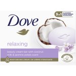 Dove Relaxing krémové toaletní mýdlo s kokosovým mlékem a s jasmínovými okvětními lístky 90 g – Hledejceny.cz