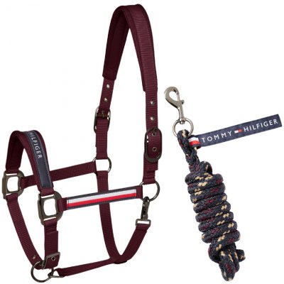 Ohlávka s vodítkem Tommy Hilfiger Equestrian Yale deep burgundy – Zboží Mobilmania