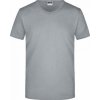Pánské Tričko James+Nicholson slim-fit tričko do véčka 160g/m šedá melír JN912