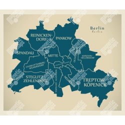 Magnetická mapa Berlína, ilustrovaná, modrá (samolepící feretická fólie) 78 x 66 cm