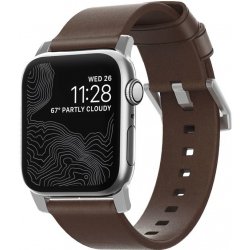 Nomad Modern kožený řemínek Apple Watch stříbrný NM1A4RSM00