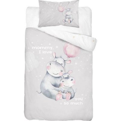 Detexpol povlečení Hroch Love grey 100 x 135 cm 40 x 60 cm – Zbozi.Blesk.cz