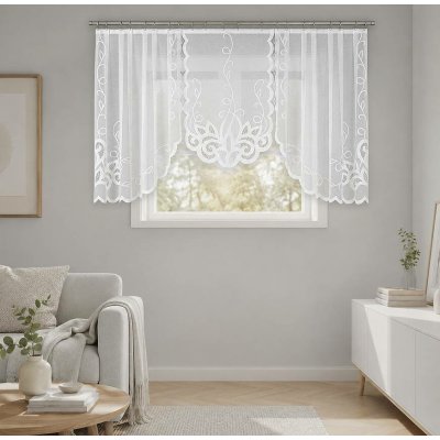 Dekorační oblouková krátká záclona na žabky EWELINA 120 bílá 300x120 cm MyBestHome – Hledejceny.cz
