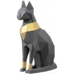 papírový model 3D kočka Bastet šedá