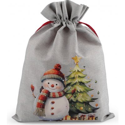 Prima-obchod Vánoční dárkový pytlík sněhulák 13x18 cm imitace juty barva 2 šedá světlá – Hledejceny.cz