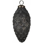 Clayre & Eef Černo-stříbrná skleněná vánoční ozdoba šiška s patinou – 7*15 cm - Clayre & Eef – Hledejceny.cz