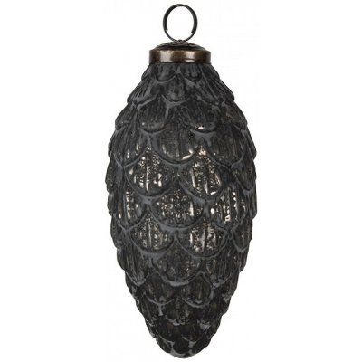 Clayre & Eef Černo-stříbrná skleněná vánoční ozdoba šiška s patinou – 7*15 cm - Clayre & Eef – Hledejceny.cz