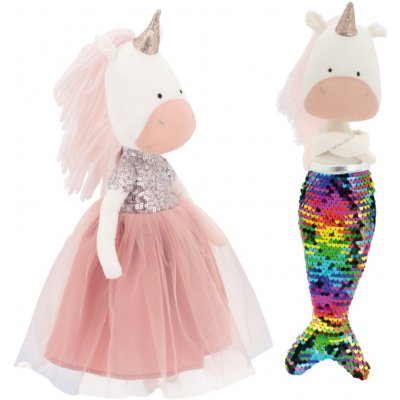 Látkový jednorožec s extra ploutví Orange Toys Daphne The Unicorn Pink Dress \ Mermaid tail 29 cm – Zboží Mobilmania