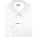 AMJ pánská jednobarevná košile dlouhý rukáv prodloužená délka JDP018 bílá