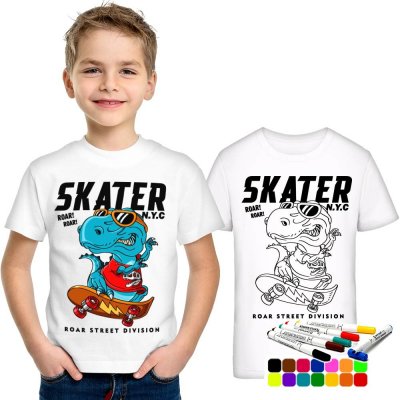 dětské tričko s vlastním motivem + fixy na textil 10 barev tričko Omalovánka