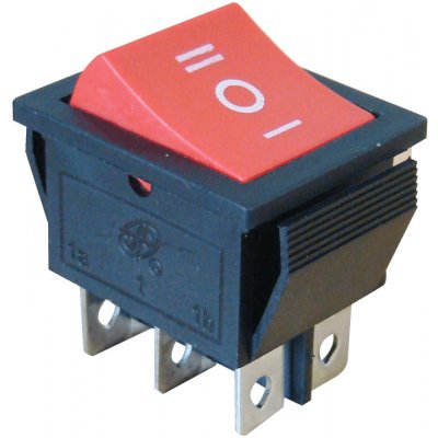 Tracon electric Kolébkový přepínač 3-poloh., červený, I-0-II