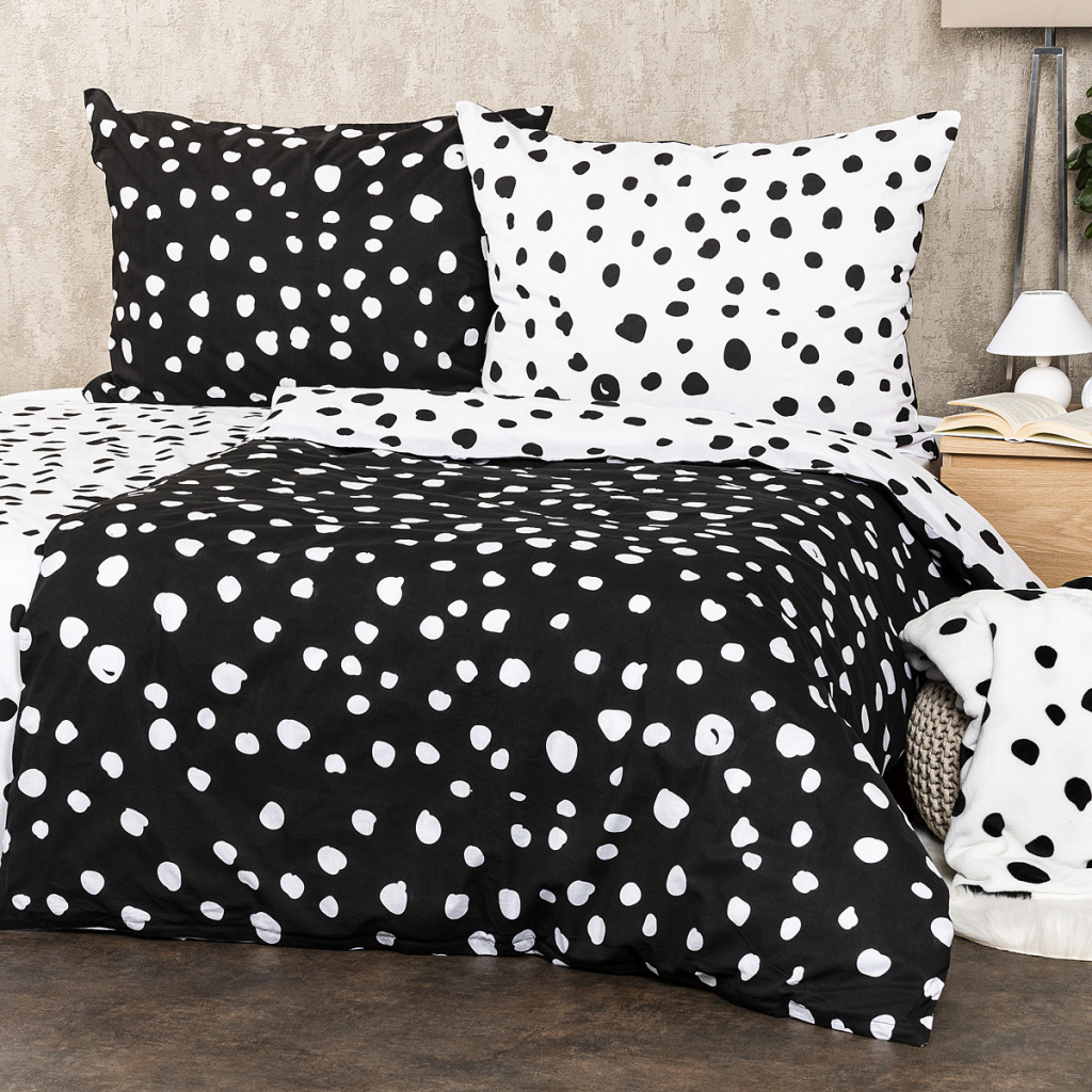 4Home bavlna povlečení Dalmatin černobílá 200x220 2x70x90