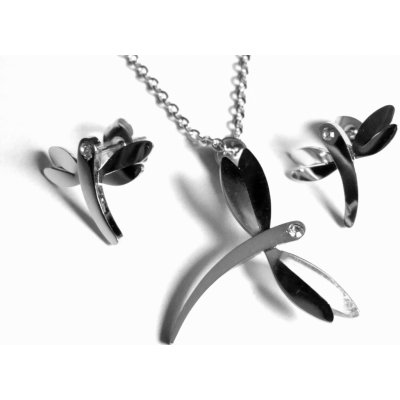 Steel Jewelry set náhrdelník a náušnice vážky z chirurgické oceli SET090260 – Zboží Mobilmania
