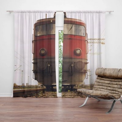 Sablio Závěs Červený vlak na kolejích: 2ks 140x250cm – Hledejceny.cz