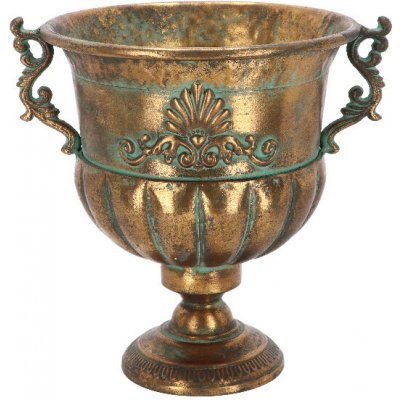 Váza francouzská AGED METAL, kov, zlatá/tyrkys patina, 34x28x33cm|Esschert Design – Hledejceny.cz