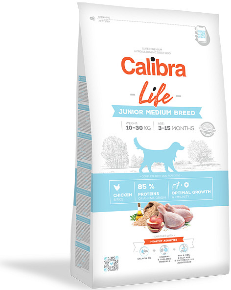 Calibra Dog Life Junior Medium Breed Chicken 2 x 12 kg