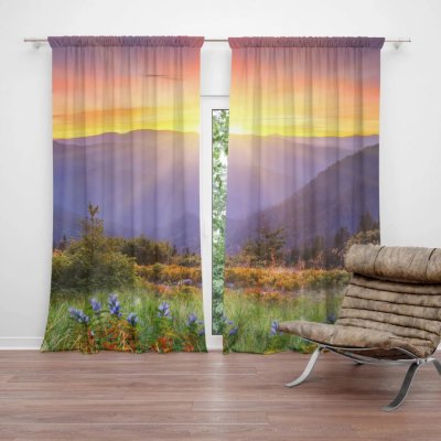 Závěsy Západ slunce nad lesem: 2 ks - 140x250 cm - Sablio – Hledejceny.cz