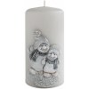 Svíčka Ceramicus SNĚHULÁCI VÁLEC vánoční d7x14cm šedá