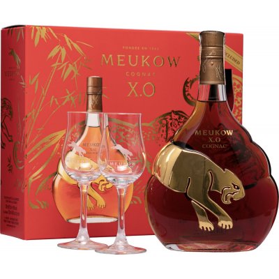 Meukow XO 40% 0,7 l (dárkové balení 2 sklenice)