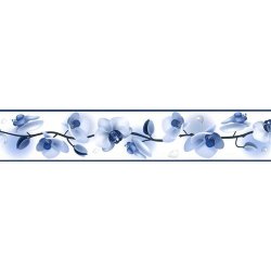 IMPOL TRADE D 58-030-5 Samolepící bordura květy orchidejí modré, rozměr 5 m x 5,8 cm