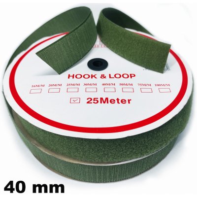 Pásek na suchý zip Háček a Smyčka set, barva khaki 40 mm balení 25 m – Zboží Mobilmania