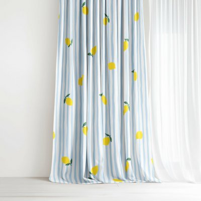 Goldea bavlněný závěs - svěží citrony s proužky 160x150 cm – Hledejceny.cz