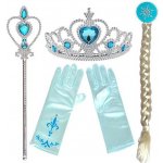 Sada Frozen 4ks / set Frozen Elsa 4ks čelenka hůlka rukavice cop tyrkysové rukavice