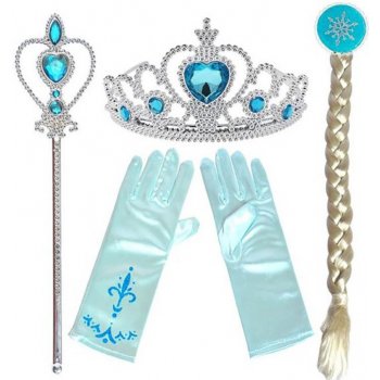 Sada Frozen 4ks / set Frozen Elsa 4ks čelenka hůlka rukavice cop tyrkysové rukavice