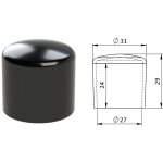 Vnější krytka PVC ø 31 x 29 mm, otvor 27 x 24 mm, černá