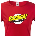 Dámské tričko Bazinga Teorie velkého třesku červená – Zboží Mobilmania