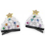 Párty sponky do vlasů vánoční stromeček Varianta: 1 bílá, Balení: 1 pár – Zboží Mobilmania